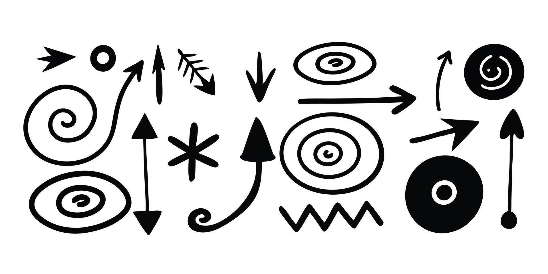 Hand-drawn Arrows and Shapes Set for Direction and Emphasis vector