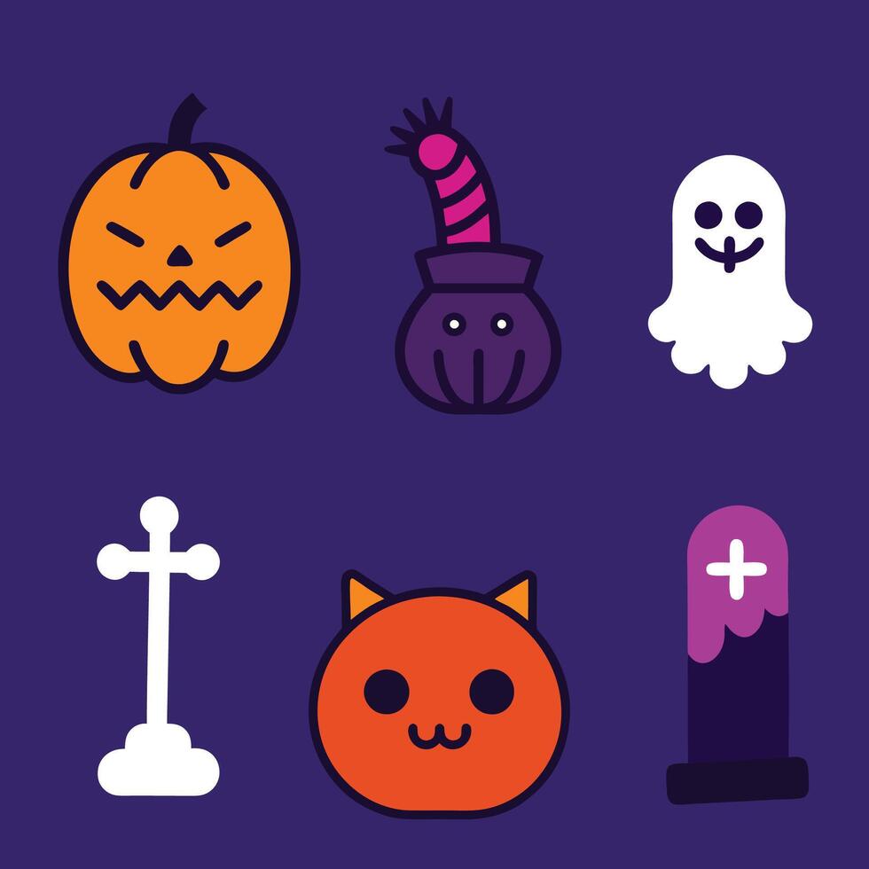 Halloween graphic design with cute ghosts and pumpkins for parties vector