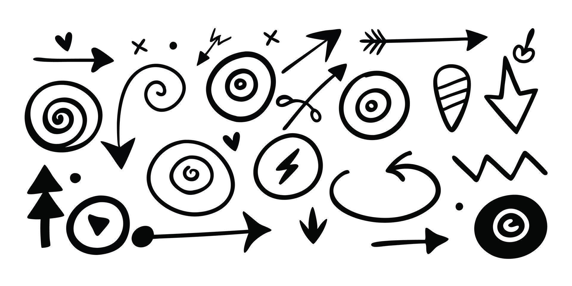 Hand-drawn doodle arrows and shapes highlight your message. vector