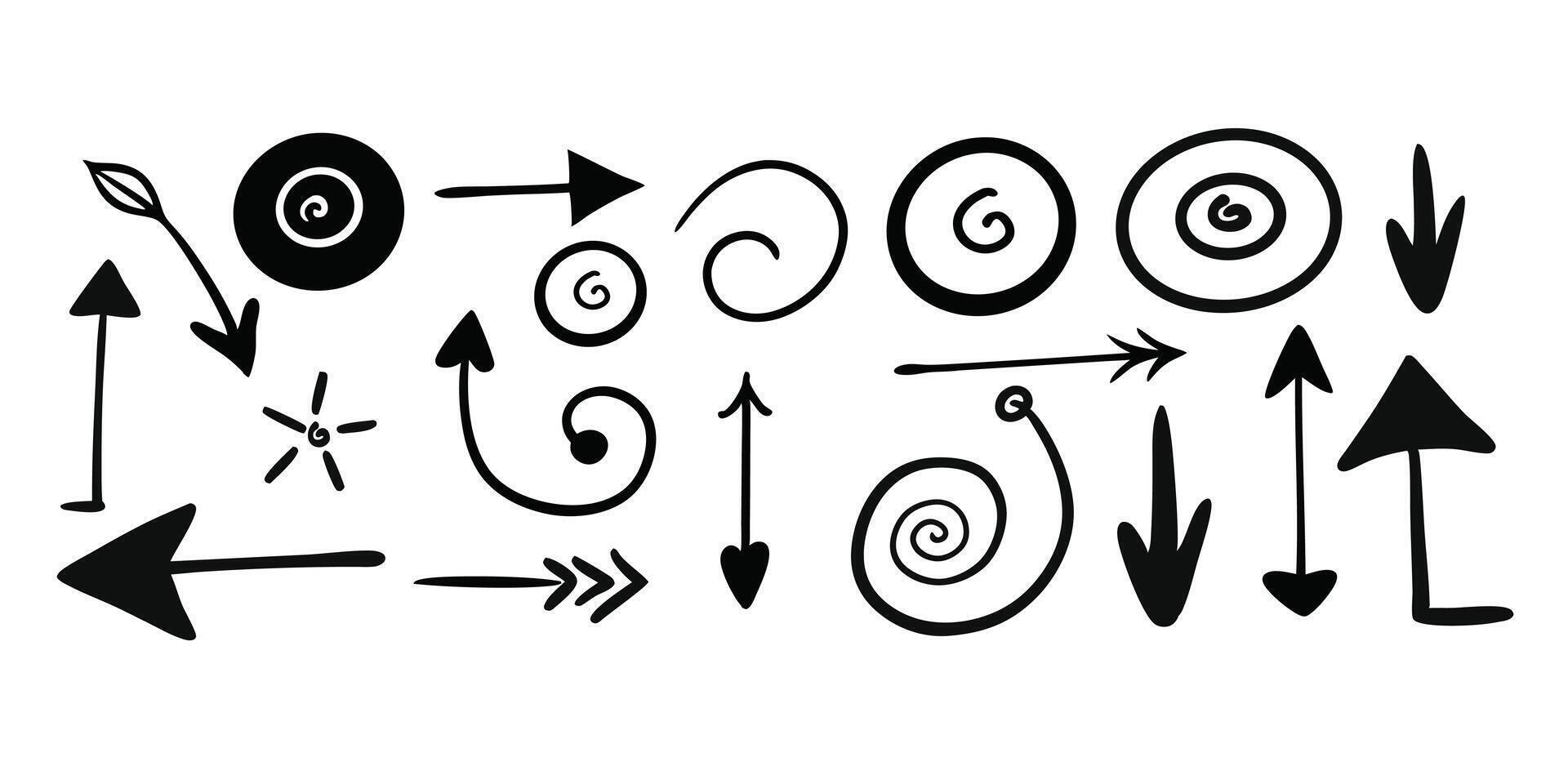 This charming collection of hand-drawn arrows and doodles adds a playful touch. vector