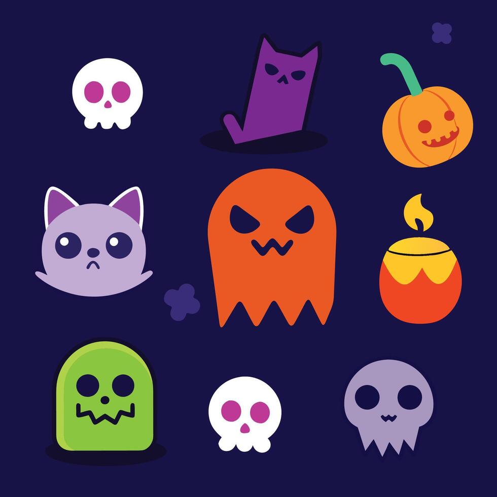 Boho Halloween witchcraft designs with autumn leaves and ghosts vector