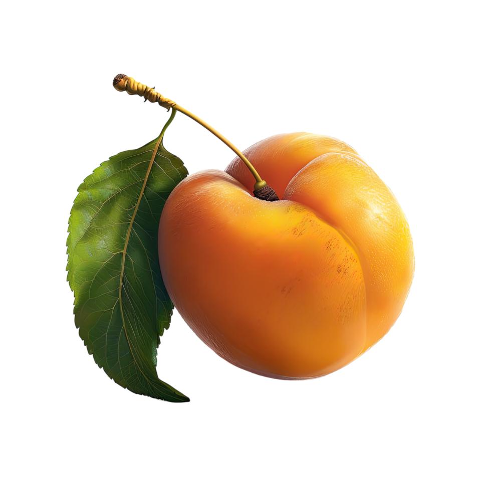 Aprikose mit Blatt png