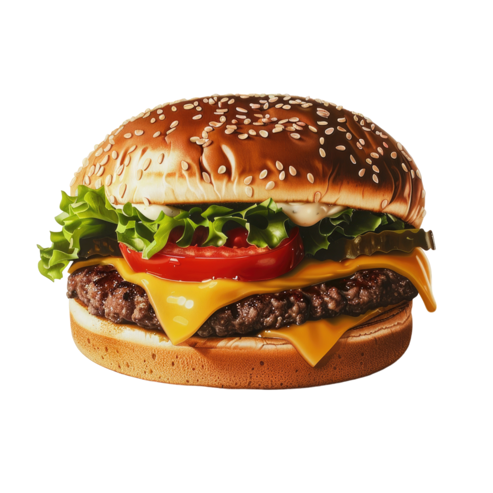 Cheese burger with round bun png