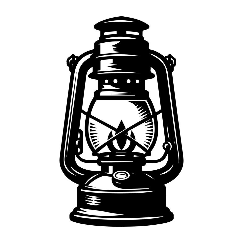 Classic Kerosene Lantern Silhouette for Rustic Logo and Retro Branding vector