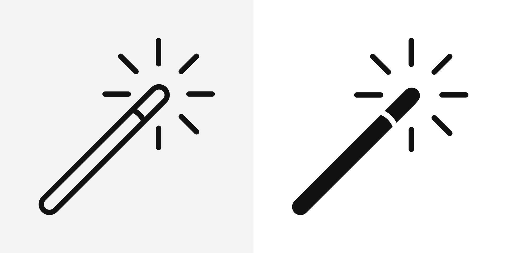 Simple magic wand icon. Magic stick pick tool button. Photo filter tool symbol. Shiny magic wand pictogram. vector