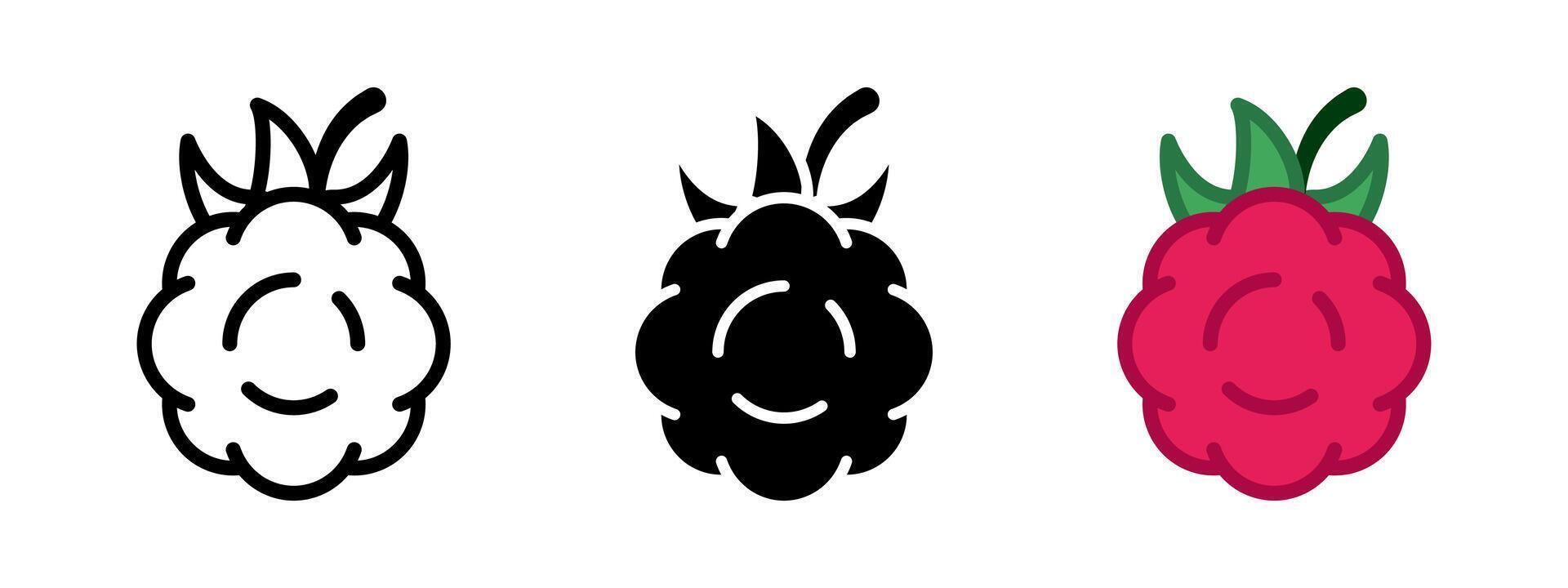 Raspberry icon. Ripe berry illustration. Juicy fruit symbol. Red sweet raspberry pictogram. Juicy strawberry sign. Healthy food with vitamins diet concept. Cranberry or currant berry. vector