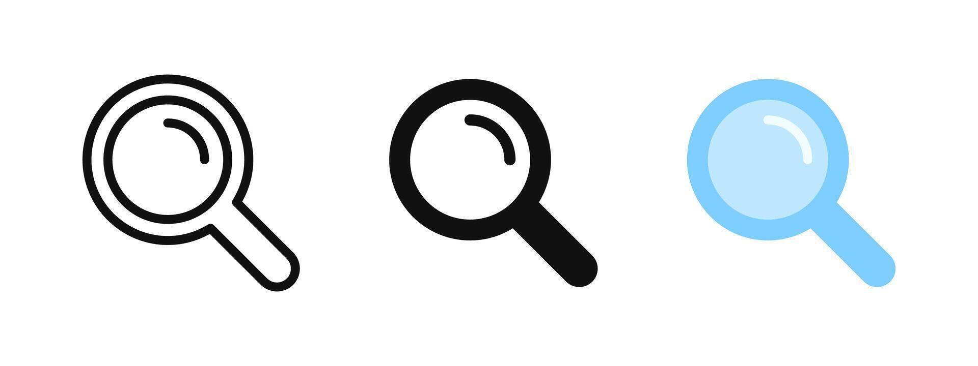 Search icon. Magnifying glass illustration. Explore and discover symbol. Zoom and enlarge sign. Magnifier pictogram. Research tool concept. vector