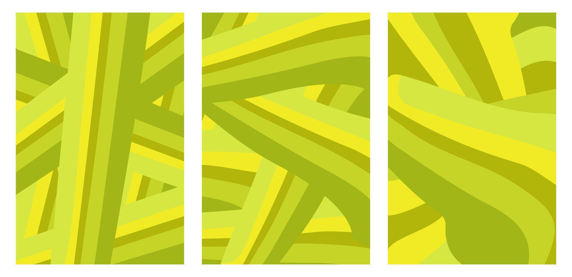 Set of Trendy Simple Green Lines Blank Poster Background Illustrations vector