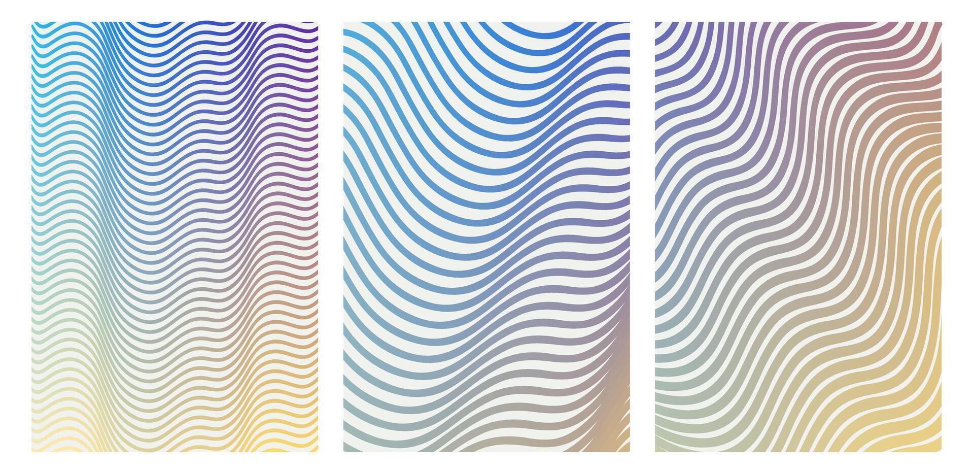 Set of Modern Wavy Lines Gradient Science Fiction Background vector