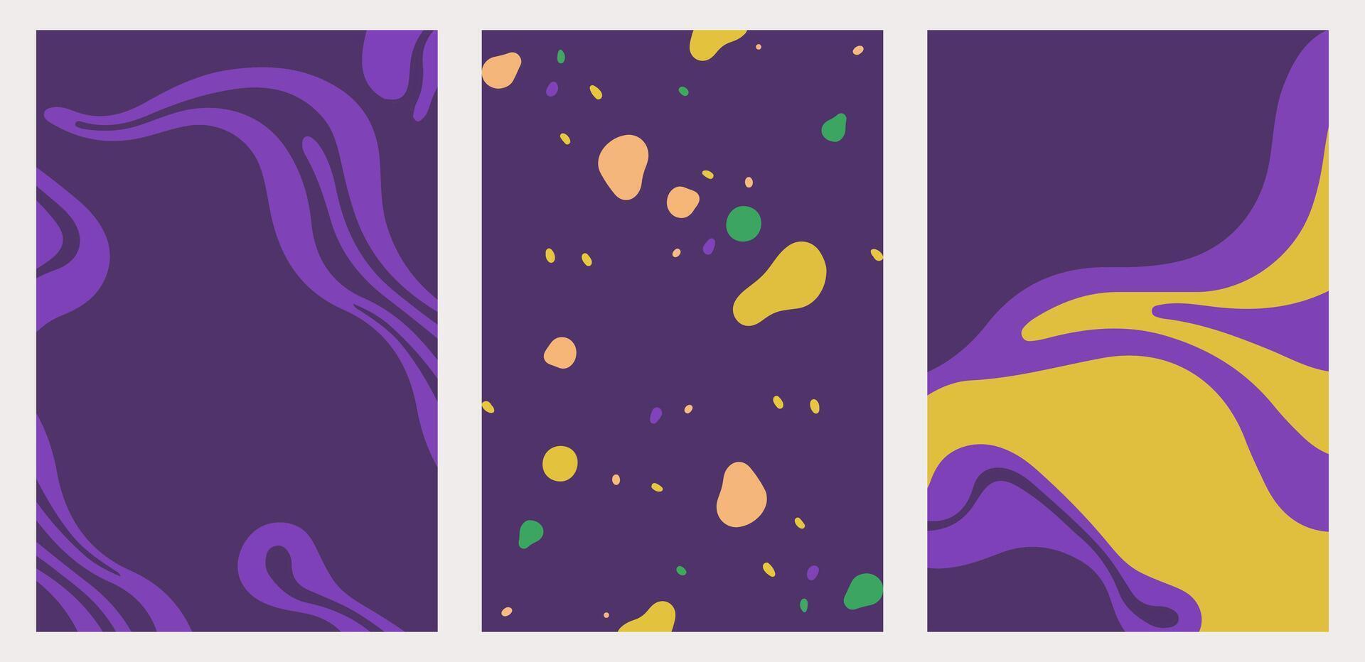 Set of Modern Dark Purple Science Fiction Background Illustrations vector