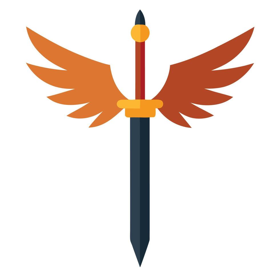 Sword with wings icon illustration vector