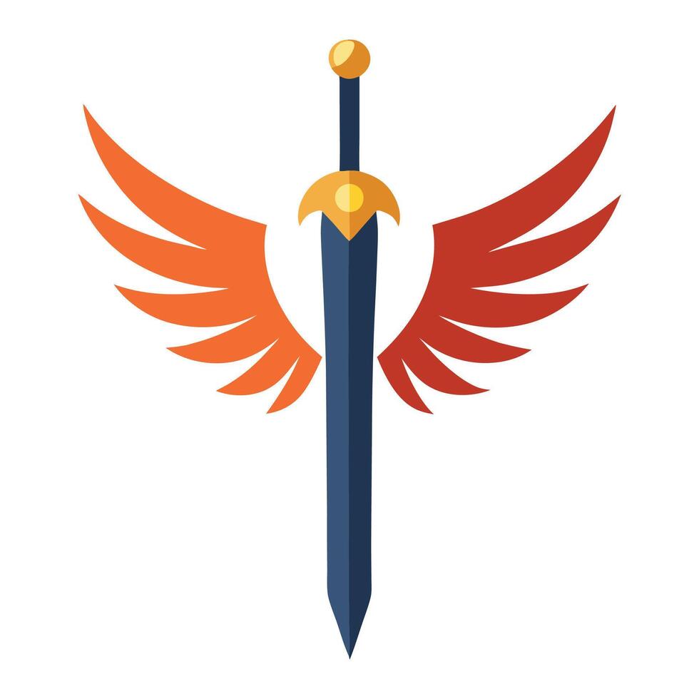 Sword with wings icon illustration vector