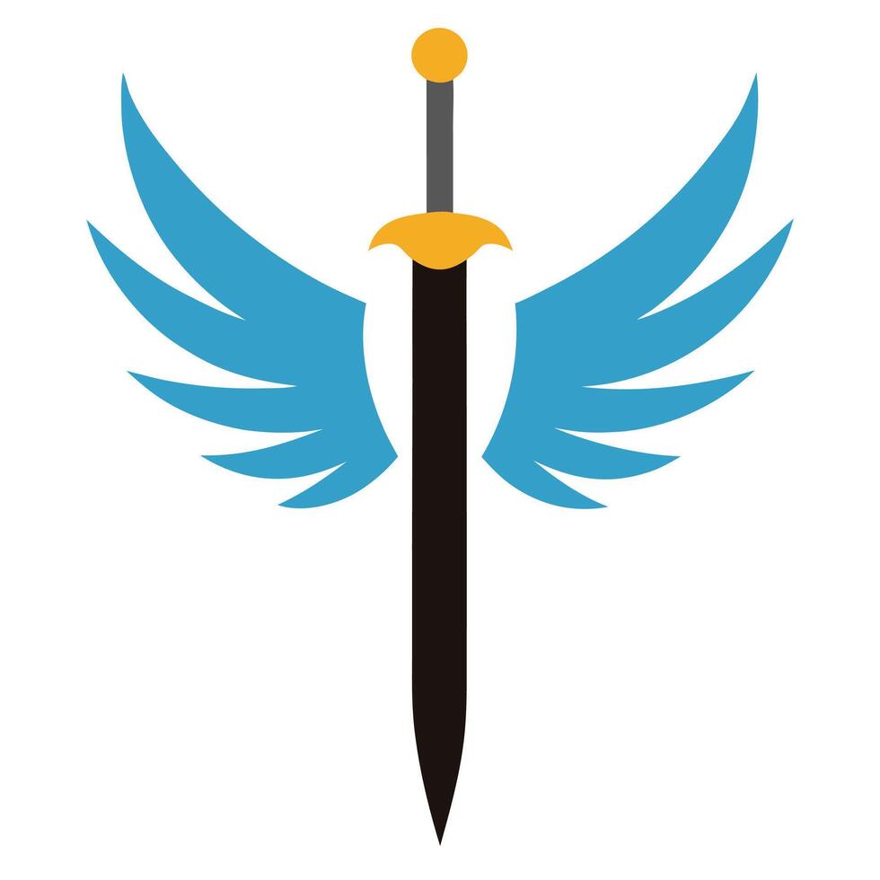 Sword with blue wings vector