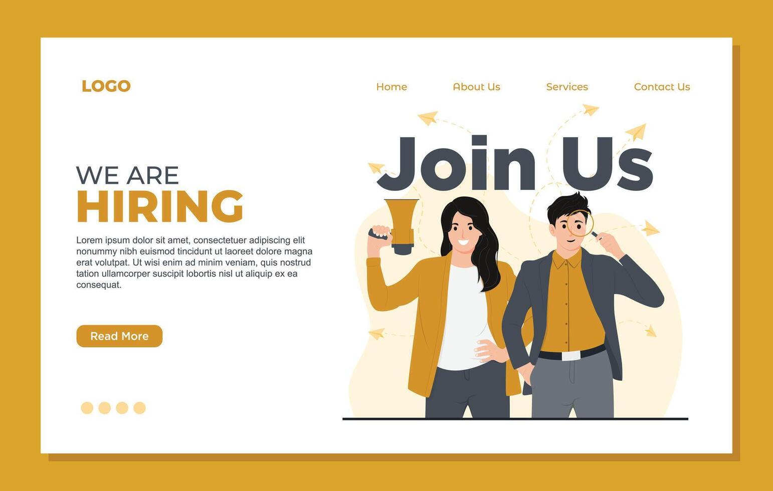 We are hiring landing page template. Recruitment agency, job