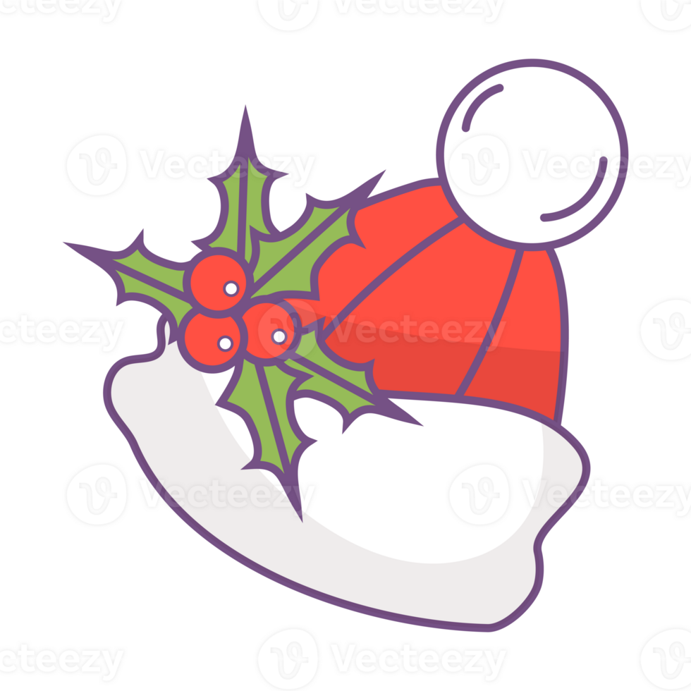 Winter hat with holly sticker png