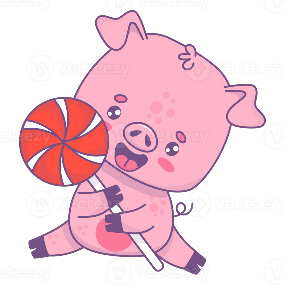 Pig with big caramel candy png