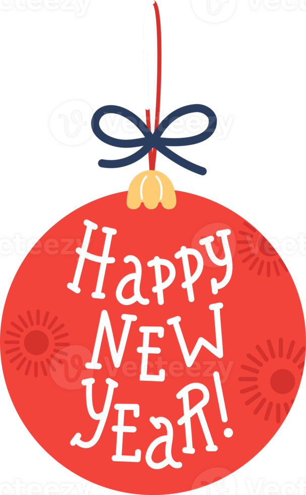 Christmas red ball with lettering Happy New Year png