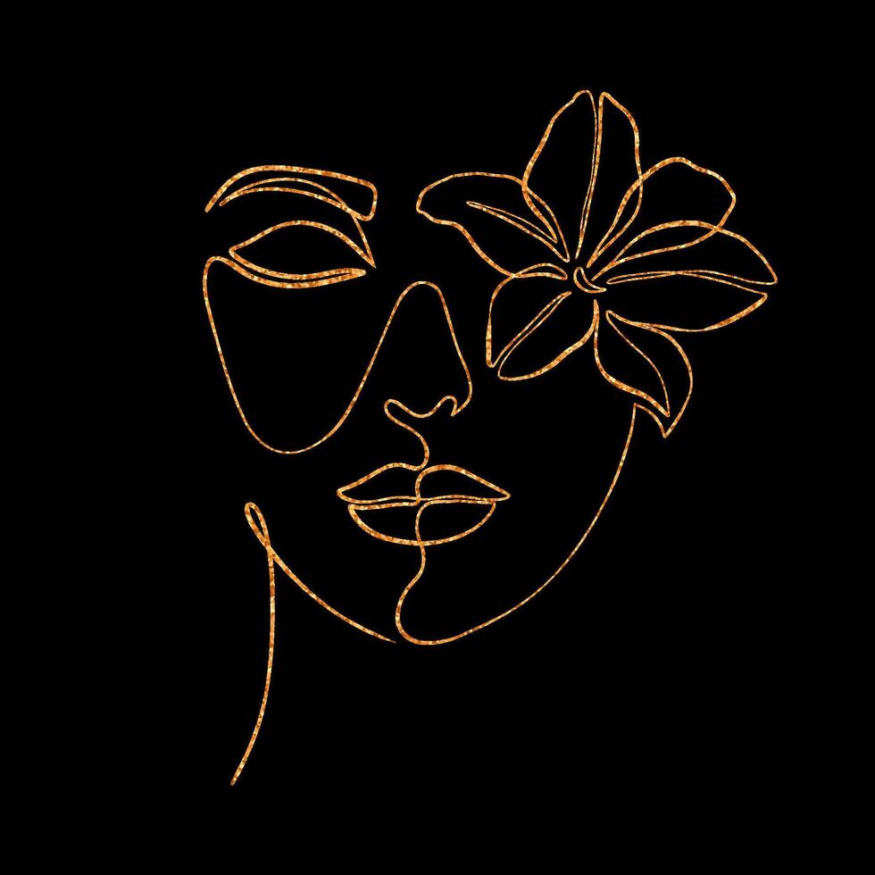 Female face in minimal line art style vector