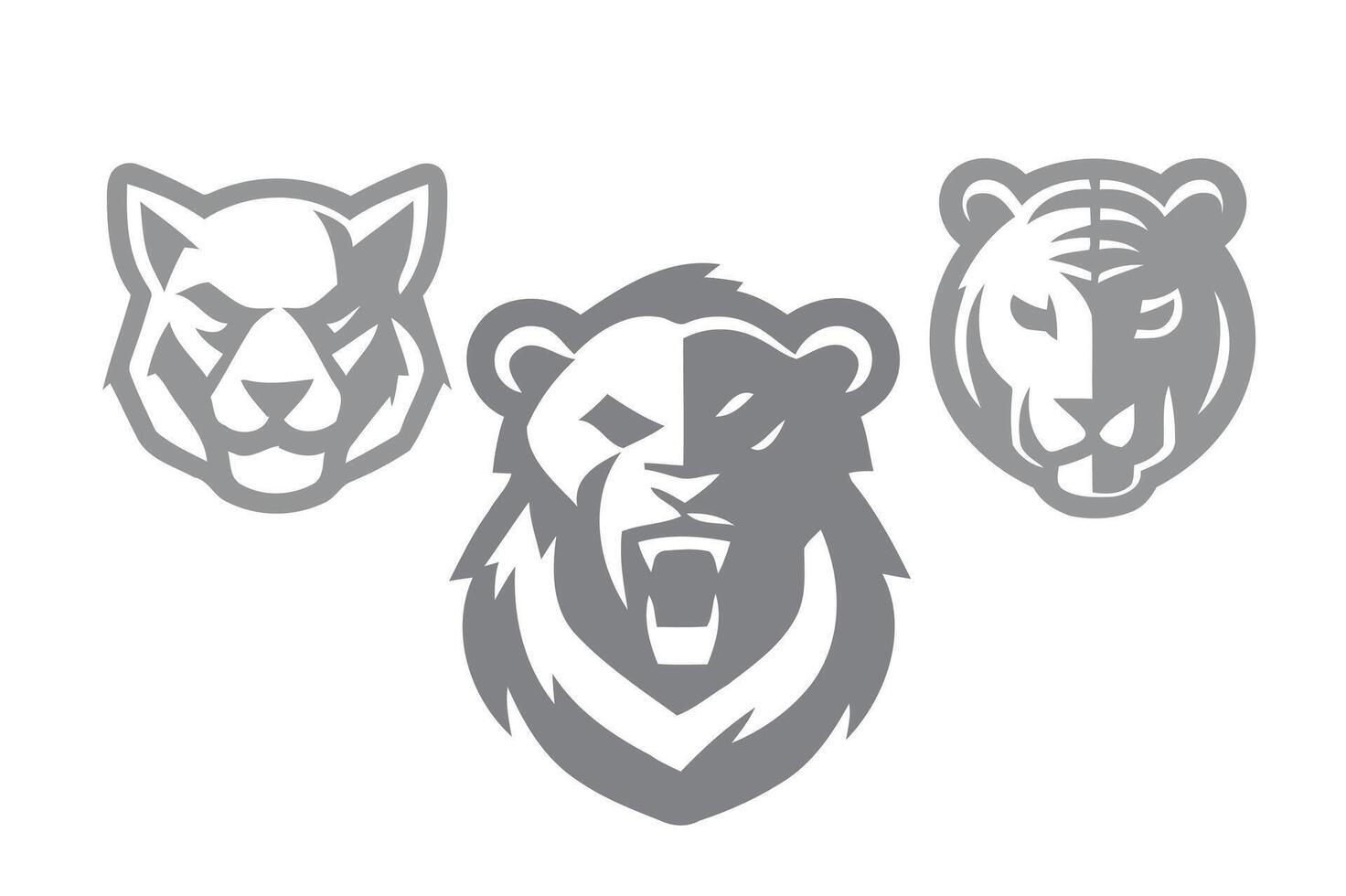 Three different lion head designs on a white background vector