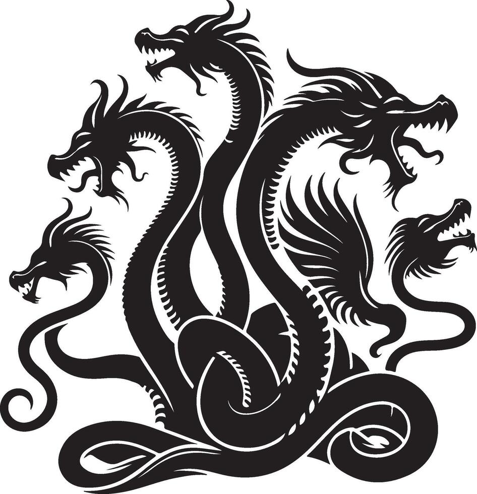 The Seven-Headed Serpent Hydra's Fury vector