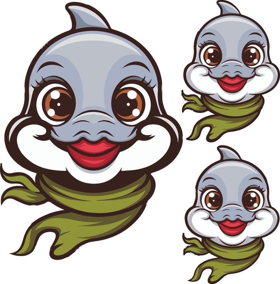 Smiling Dolphins Ocean-Inspired Logo Set vector