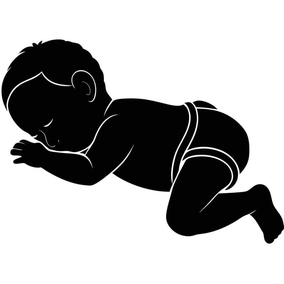 baby in diaper sleeping on its back vector