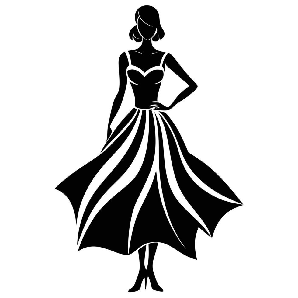 Silhouette of a woman in a dress vector