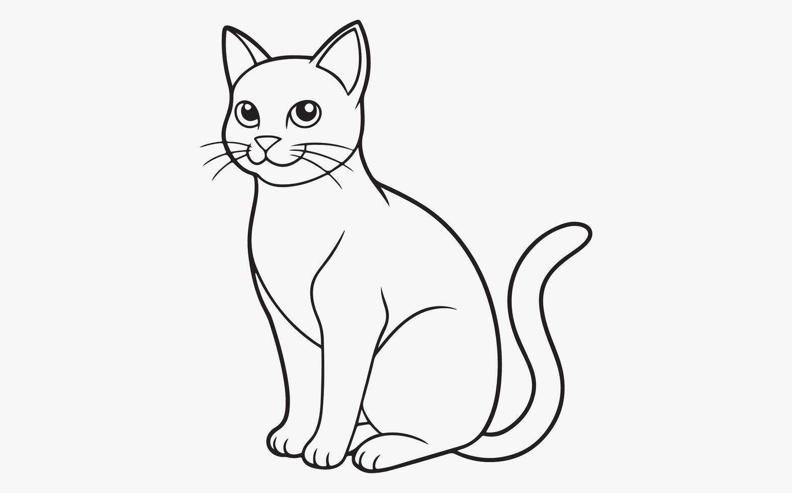 Elegant Cat Line Drawing vector