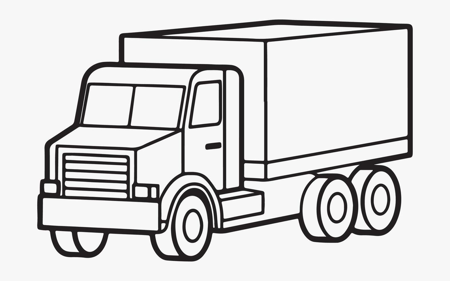 Detailed truck Line art vector