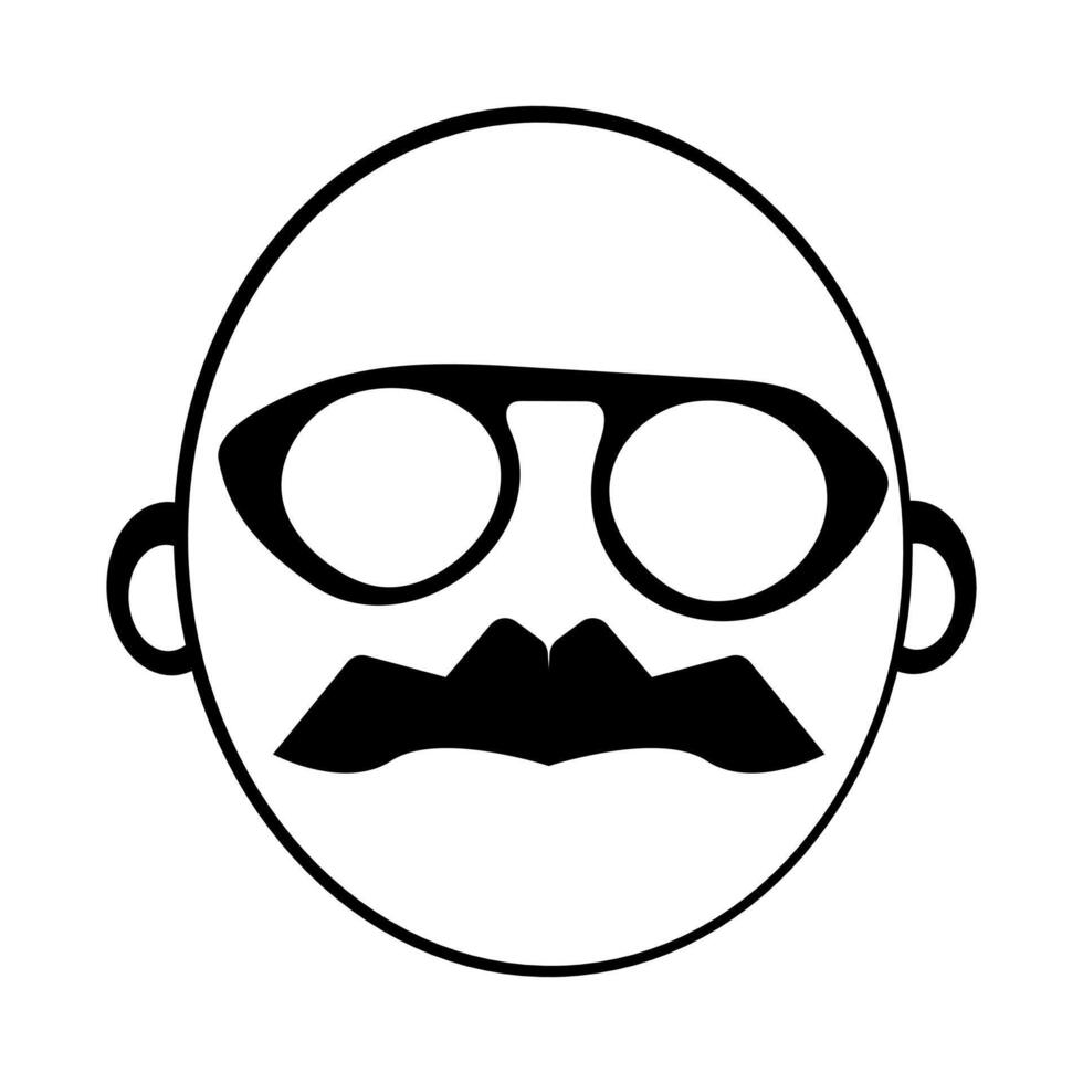 Minimalist Face Icon with Bold Mustache vector