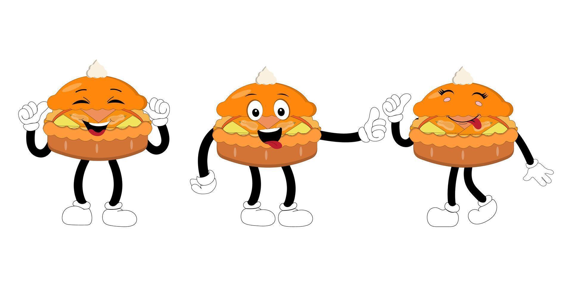 Fried Snack Characters with Animated Hands and Feet vector