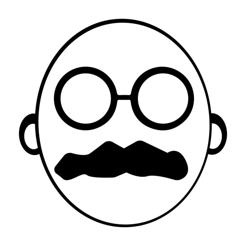 Old-School Mustache Character Icon vector