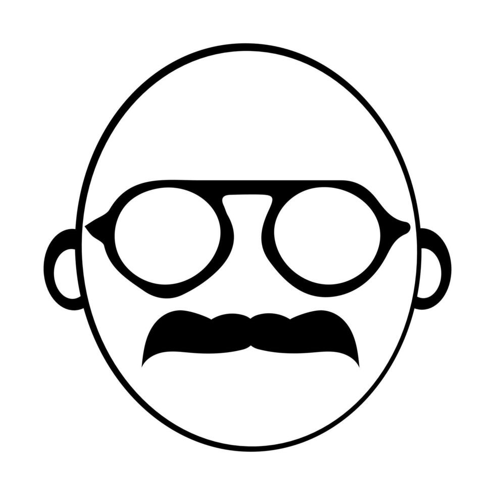 Bald Mustache Man Icon, Perfect for Logo Designs vector