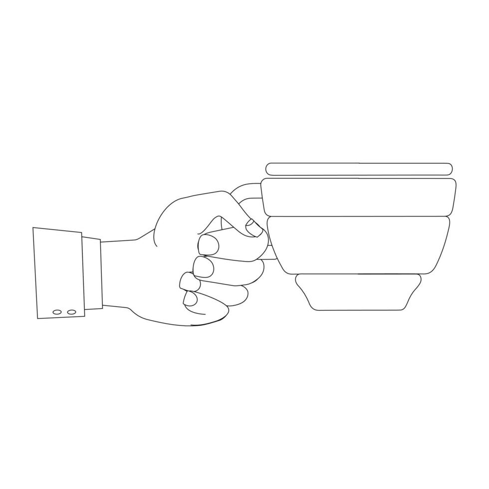 Coffee cup in hand sketch for coloring book vector