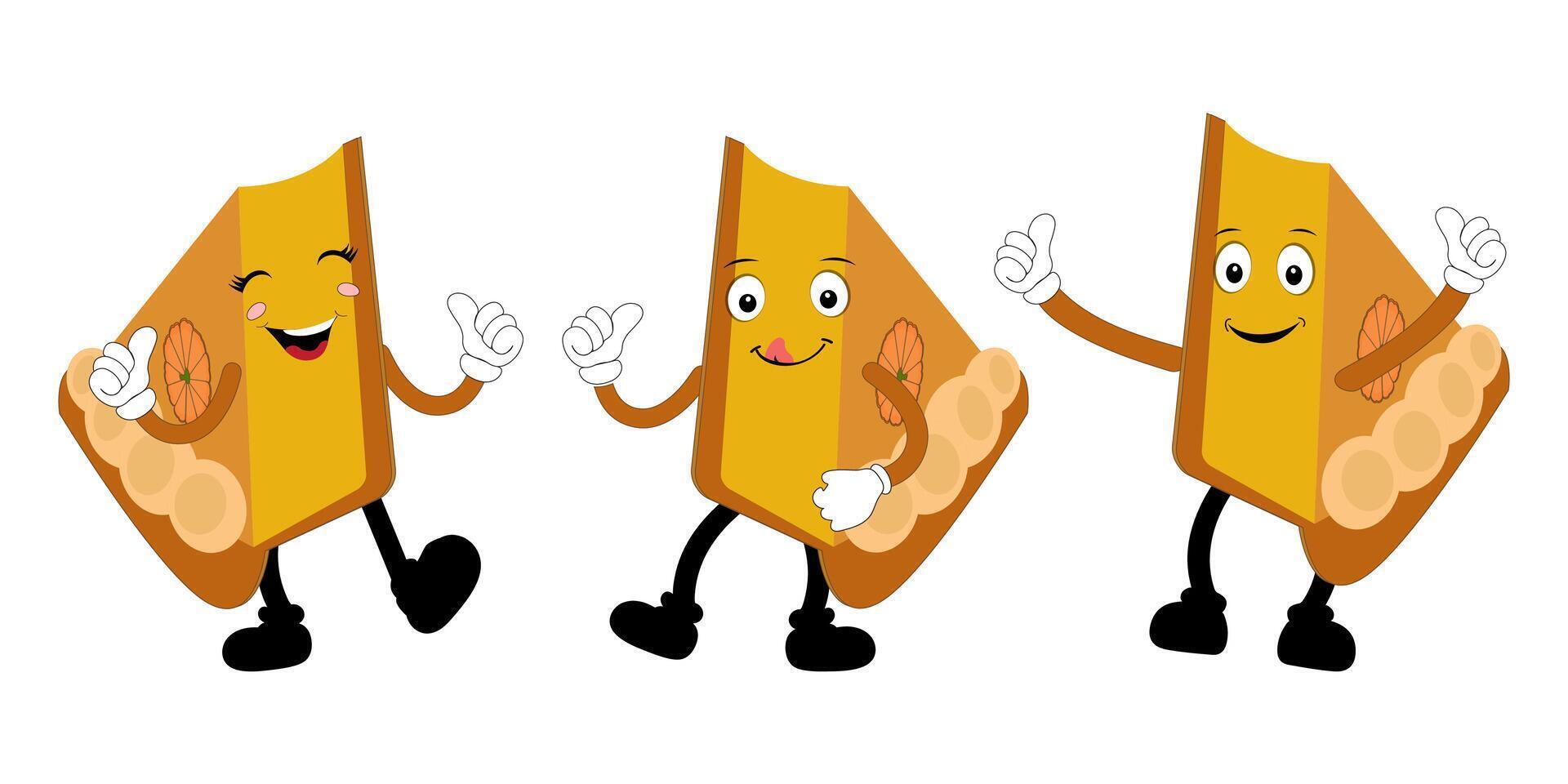 Fun Food Mascots in Cartoon Style for Graphic Design vector