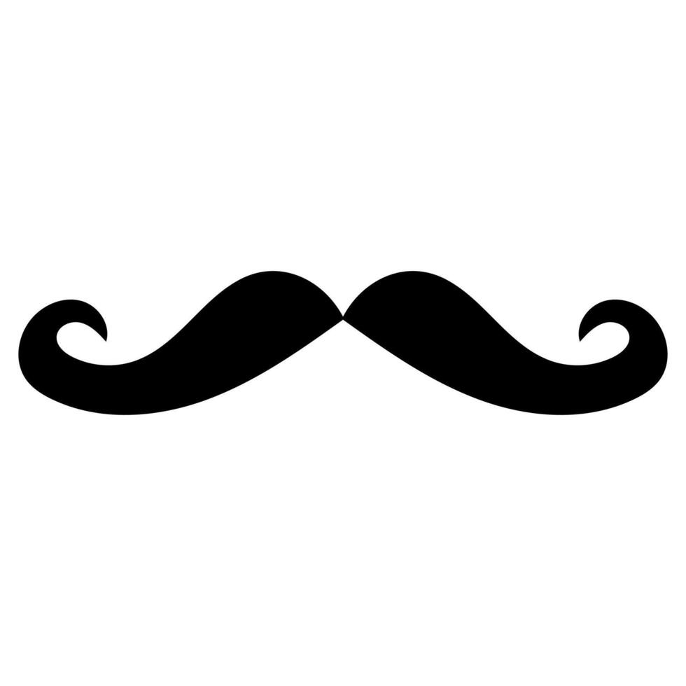 Mustache icon black and white mustache illustration, A simple black and white outline of a curled mustache. isolated on white backround vector