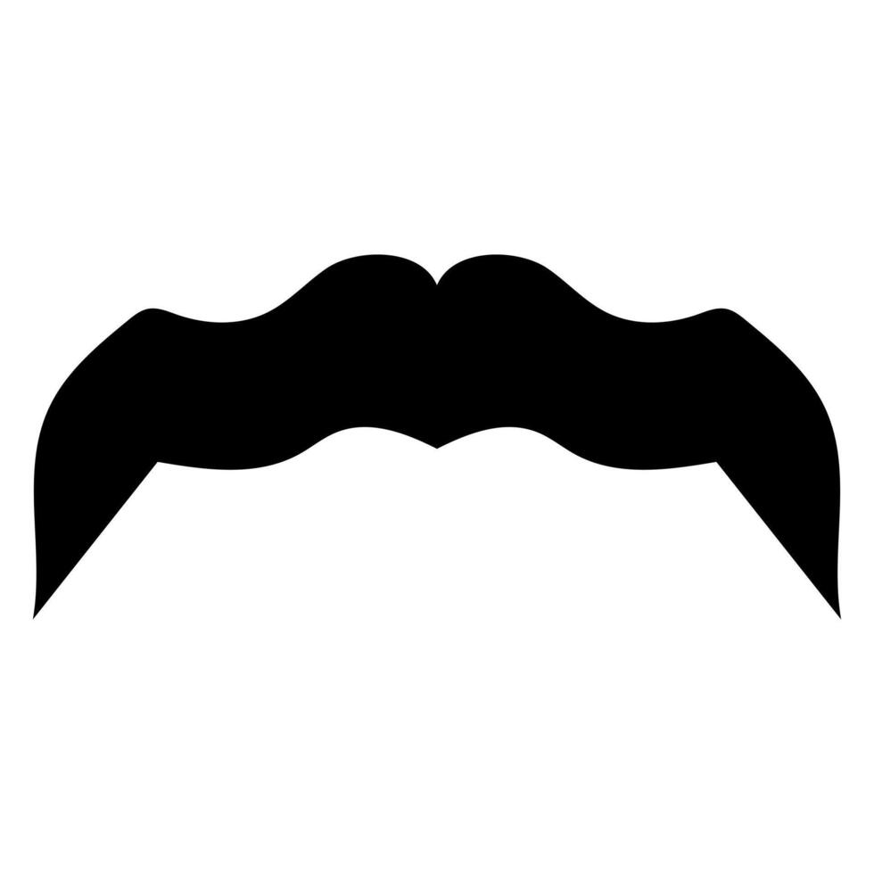 Black and white mustache illustration, A simple black and white outline of a curled mustache. vector