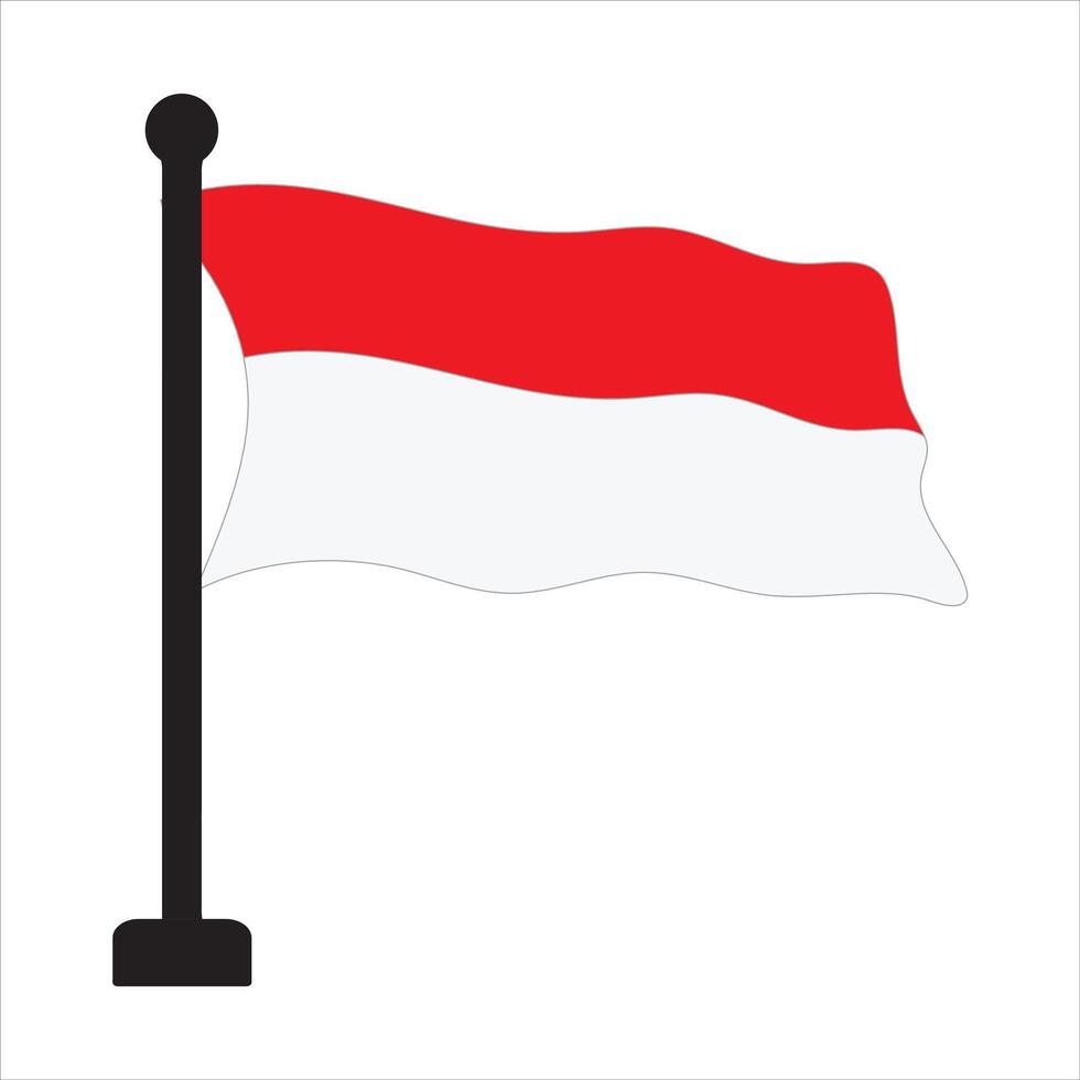 Minimalist red and white flag on sleek black flagpole vector