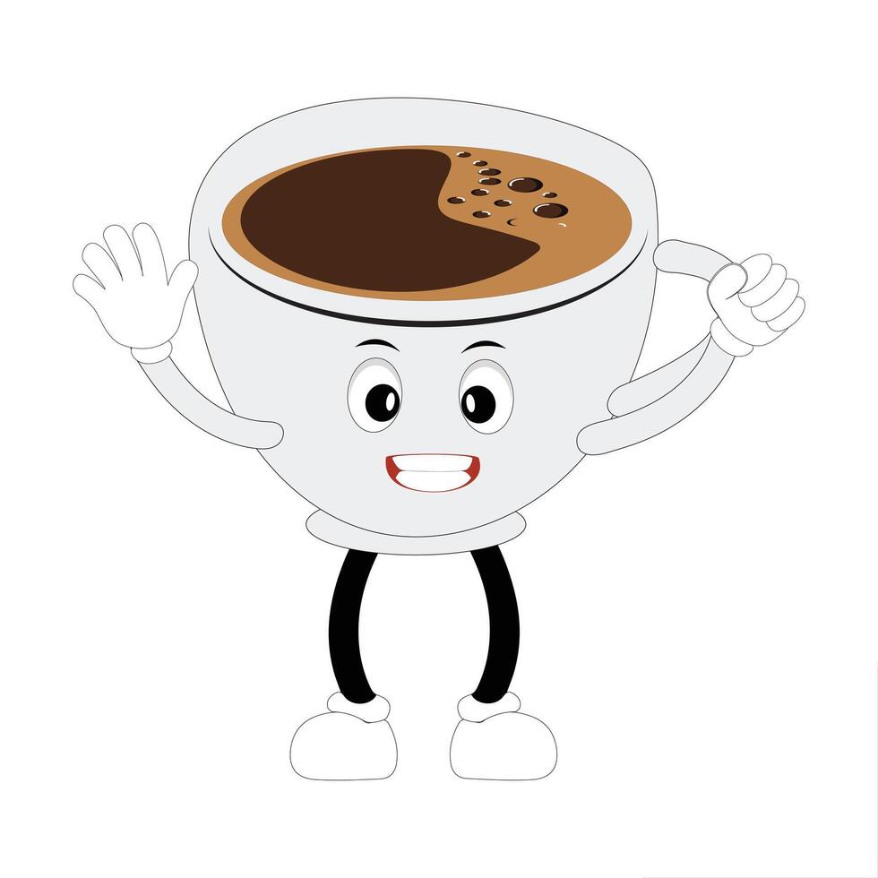 Cartoon Coffee Mug Character with Joyful Expression vector