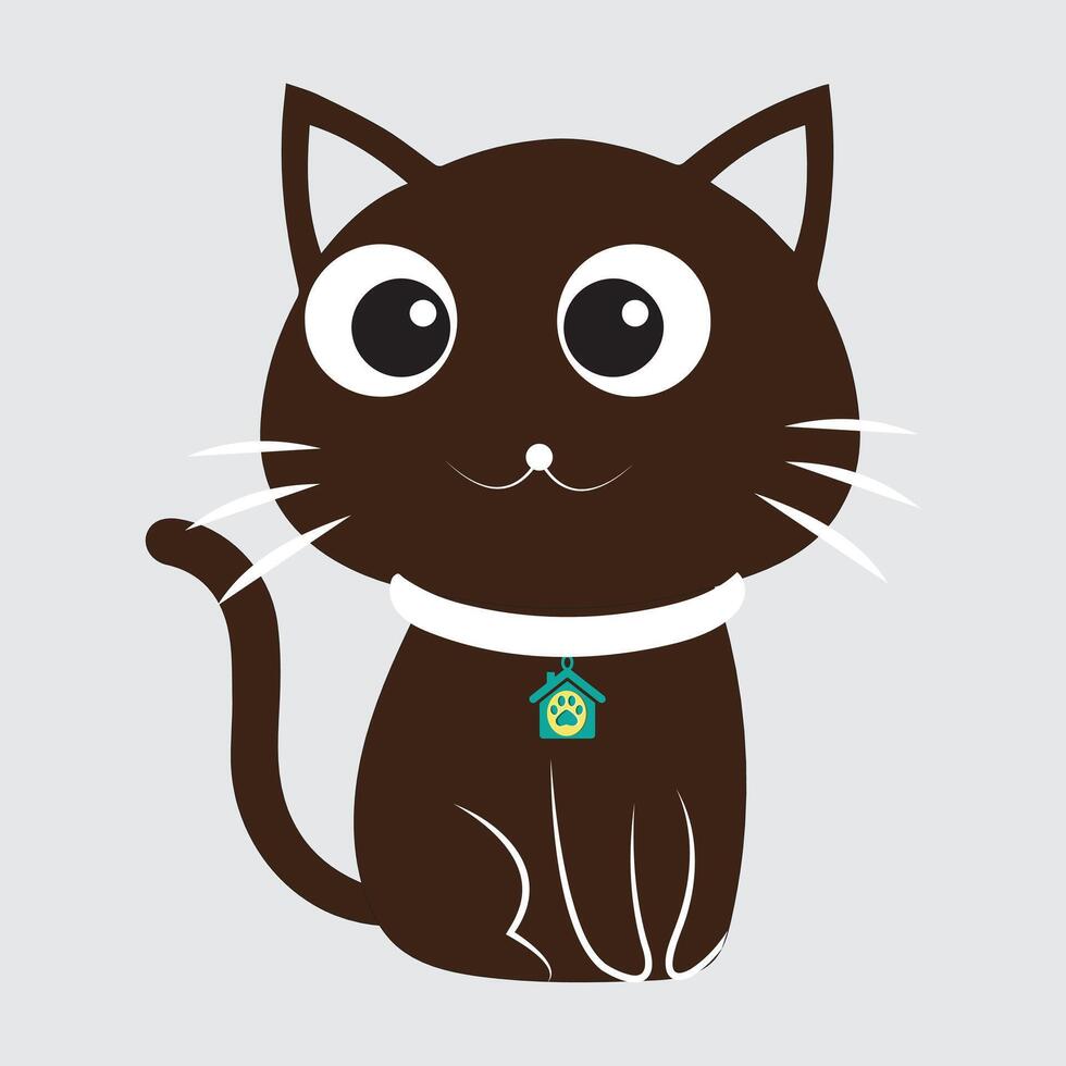 Pet cat design illustration with adorable collar design vector