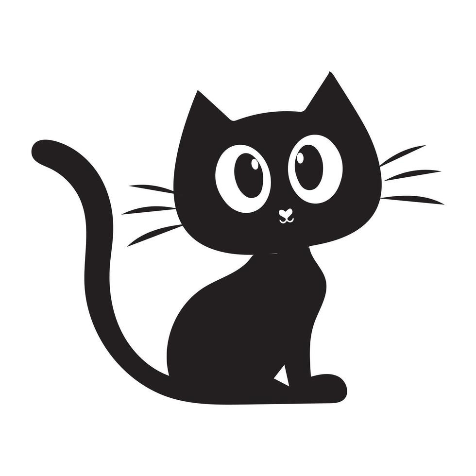 Cartoon black cat in a stylish minimalist style vector