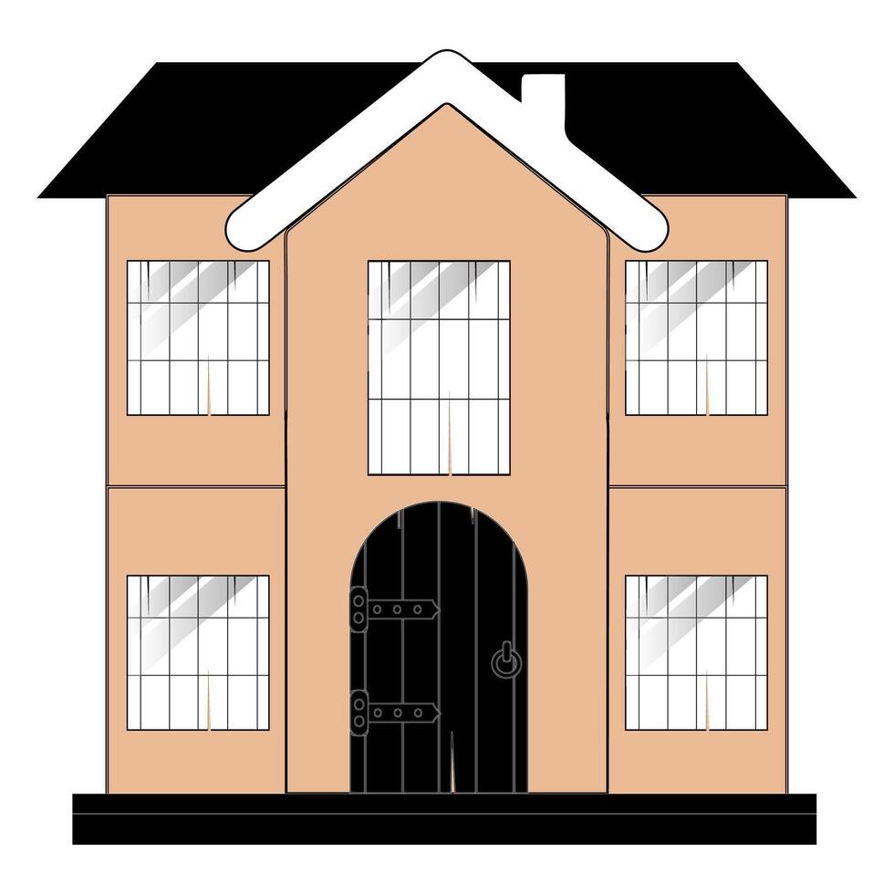 Design of Two-Story Residential Building, home icon color eps 10 vector