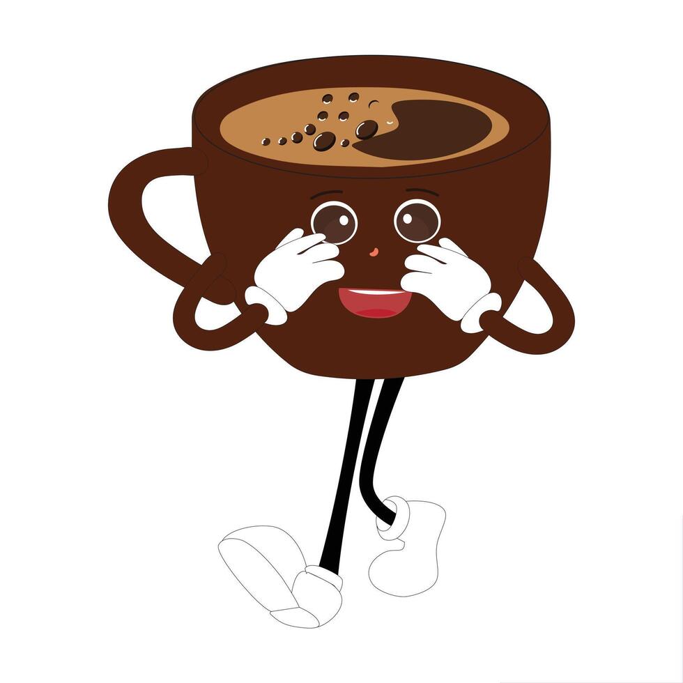 Funny Coffee Mug Character with Playful Pose vector