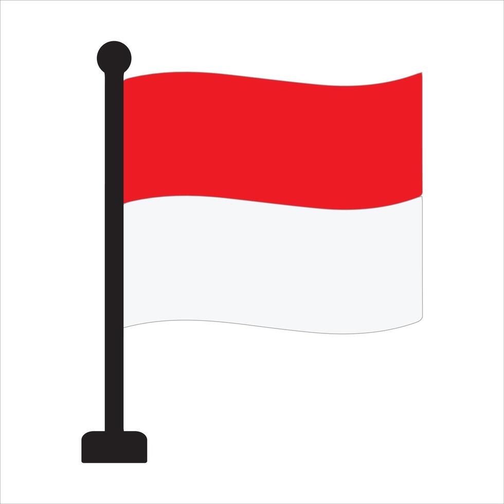 Red and white flag illustration with black pole design vector