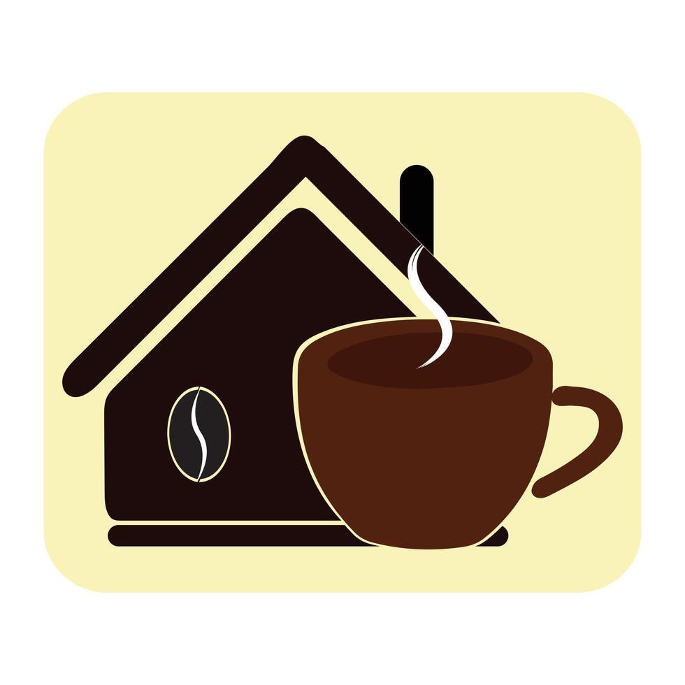 imple coffee house logo featuring a home and coffee bean vector
