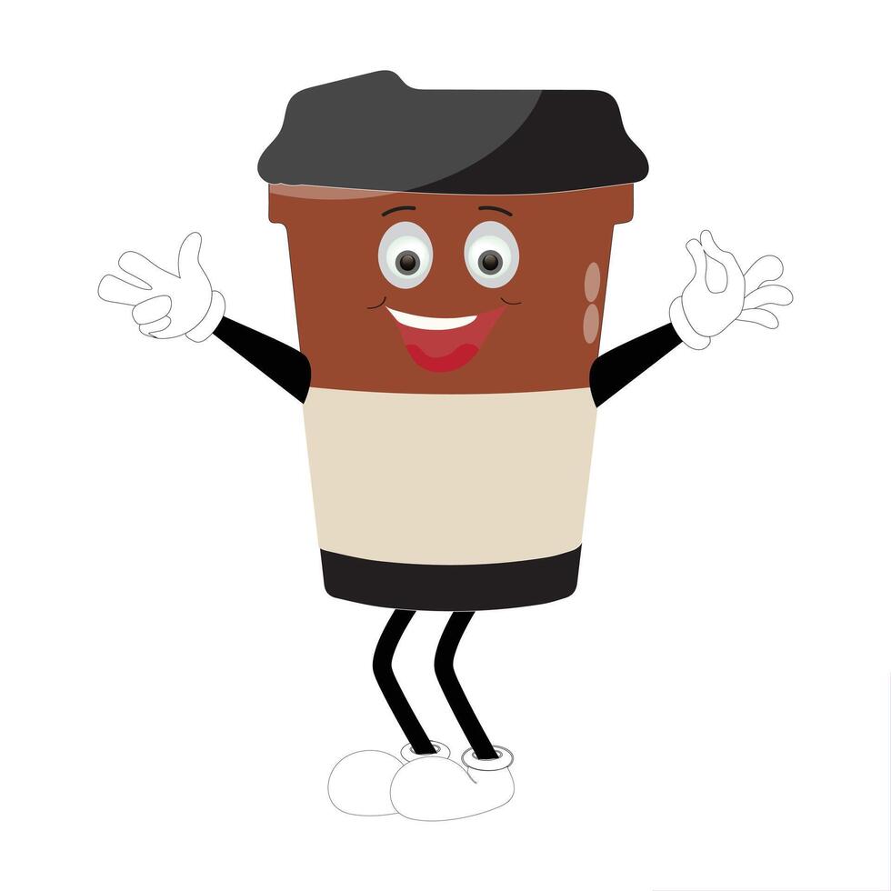Charming Coffee Cup Mascot with Expressive Face vector