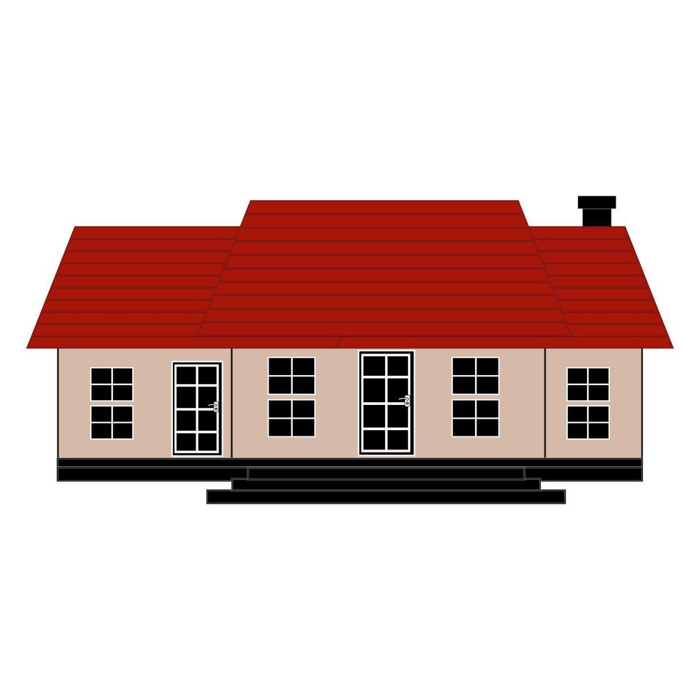Minimalist Green House with black Details, icon illustration design, single image vector