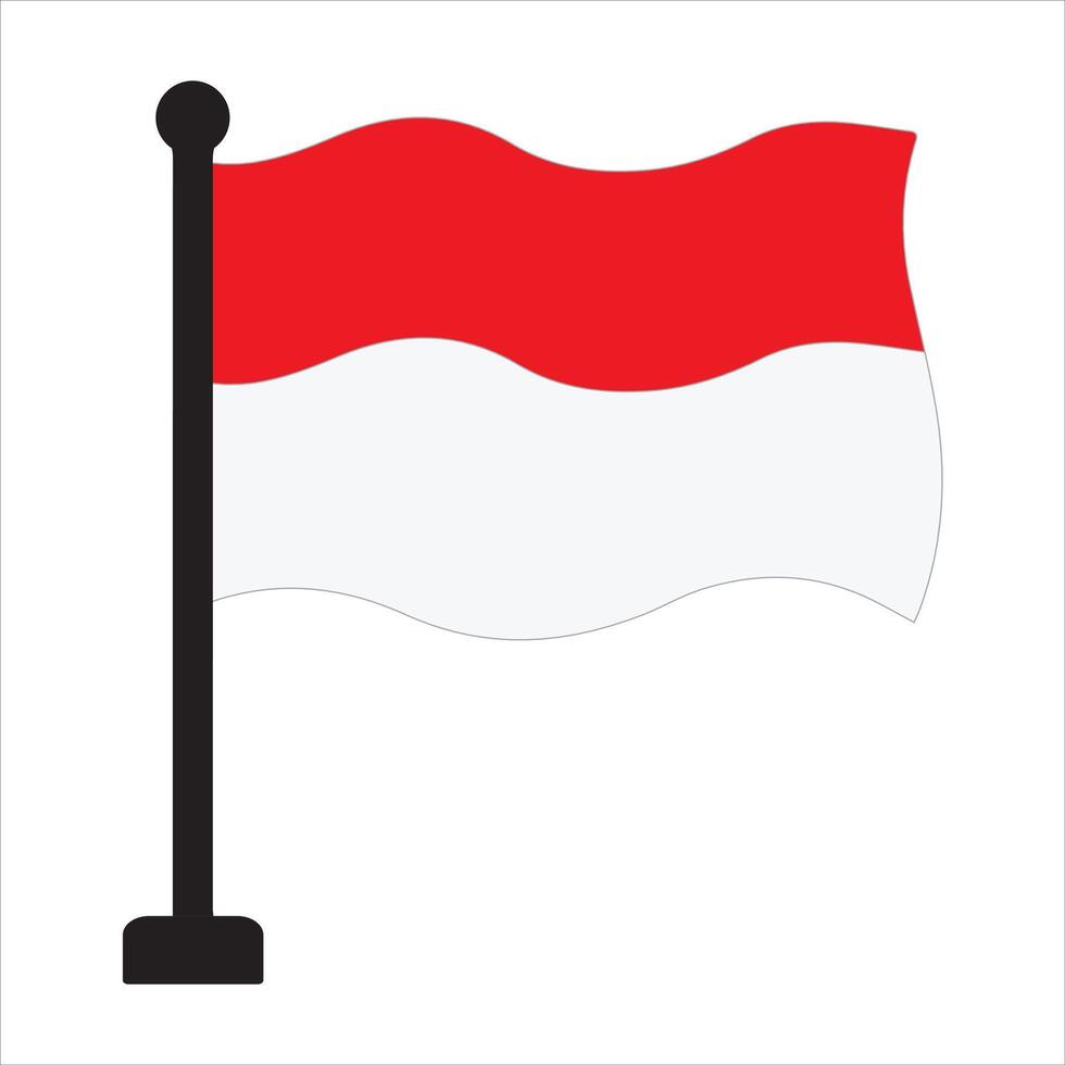 Design Illustration of a red and white flag flying on a black pole vector