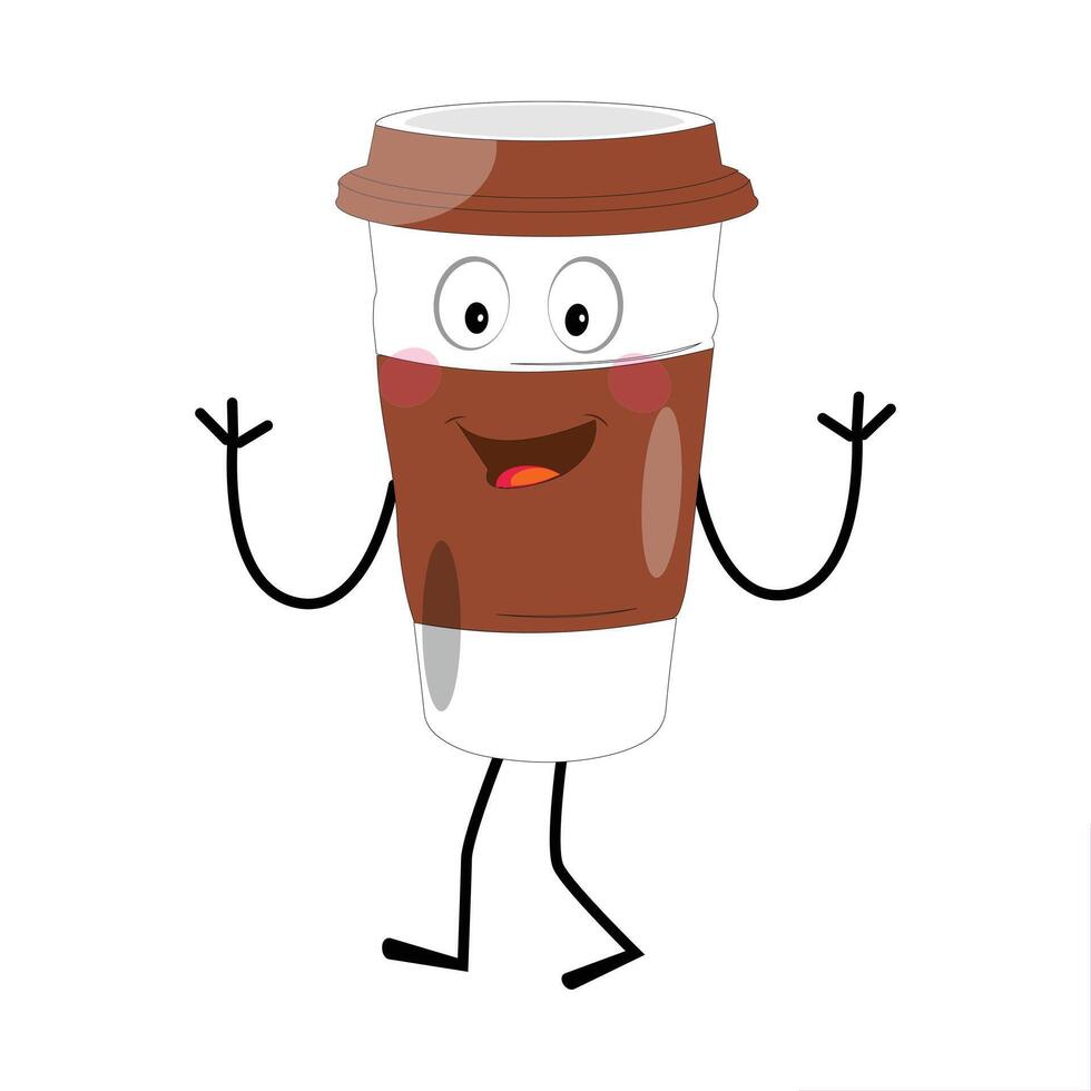 Coffee Mug Mascot Illustration with Happy Face vector