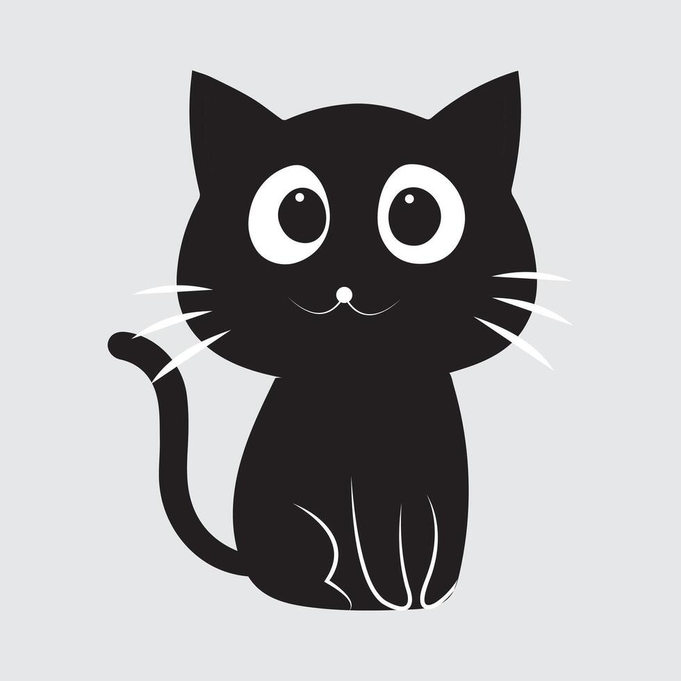 Cute black cat sitting with expressive eyes vector